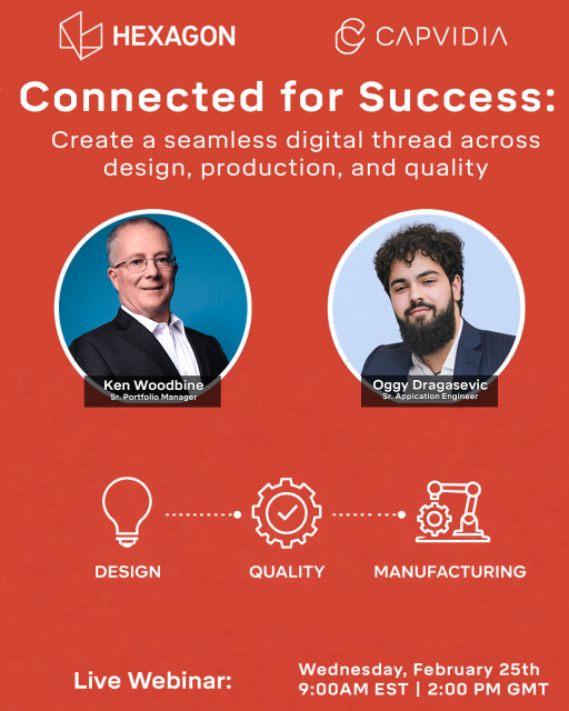 Capvidia and Hexagon to Host Live Webinar on Building a “Real” Digital Thread from Design to Inspection Using MBD, QIF, and PC-DMIS
