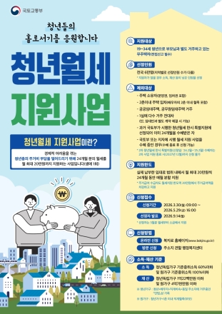 「청년 월세 지원사업」 신청·접수 시작