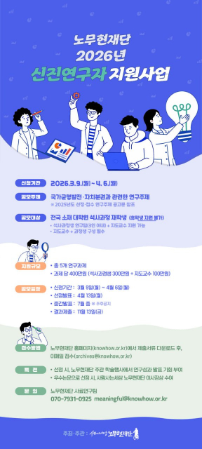 노무현재단, ‘국가균형발전·자치분권’ 주제 석사과정생 연구지원 공모