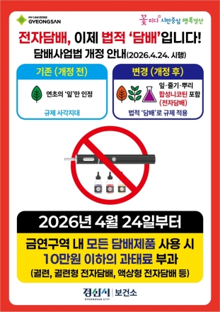 경산시, 담배사업법 개정(26.4.24.시행)에 따른 합동점검 실시