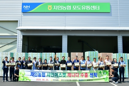 경산 자인농업협동조합 '샤인머스캣' 캐나다 수출 선적식 성료